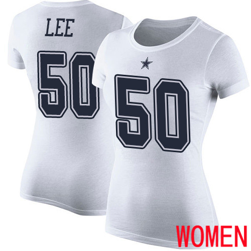Women Dallas Cowboys White Sean Lee Rush Pride Name and Number #50 Nike NFL T Shirt
